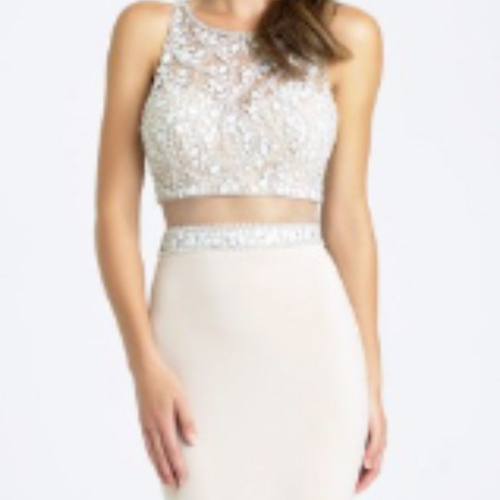 Khaki Madison James 16-314 Mock 2-pc Prom Gown
